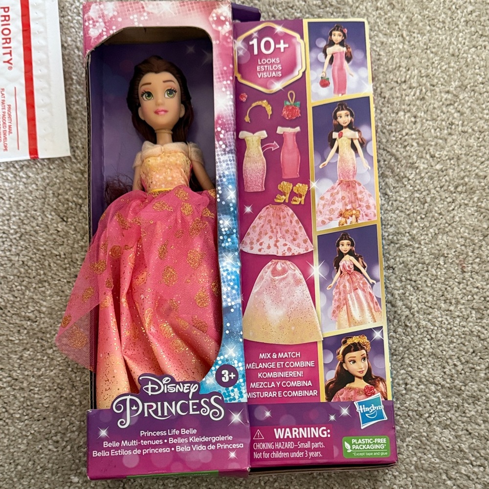 Disney Princess Belle Doll with Sparkling Pink Gown